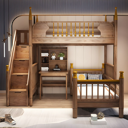Rustic Mango Solid Wooden Loft bed In Honey Finish