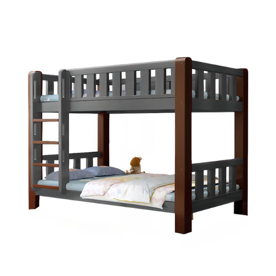 Rustic Mango Gender Neutral Simplistic Grey Wood Underbed Children Bunk Bed with Ladder, Standard Bunk, Kids Bed