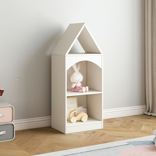Rustic Mango Solid Wooden Mini House Toy Organizer In White Finish