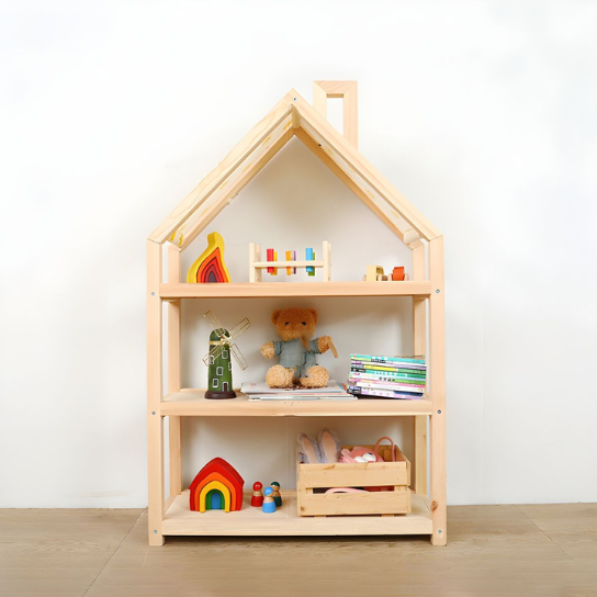 Rustic Mango Solid Wooden Open Shelf Toy Organizer In Natural Finish