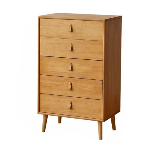 Rustic Mango Stylish 5-Drawer Mid-Century solid wood Chest - Perfect for a Modern Nursery