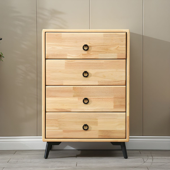 Rustic Mango Mid-Century Dresser with Solid wood and 4- Drawers