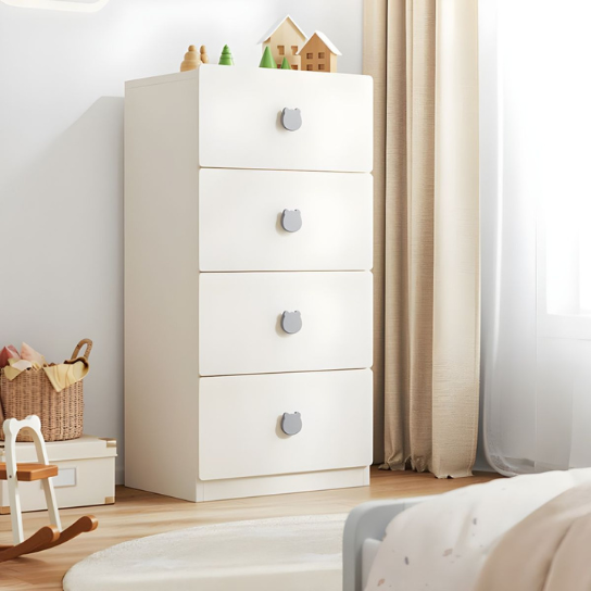 Rustic Mango Solid Wood 4-Drawer Vertical Chest - Modern Style Baby & Kids Dresser