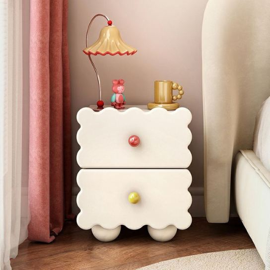 Rustic Mango 2-Drawer Modern Wood Kid's Nightstand in Short Narrow Size