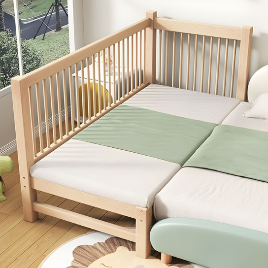 Rustic Mango Single Side Solid Wooden beds In natural Finish For Kids