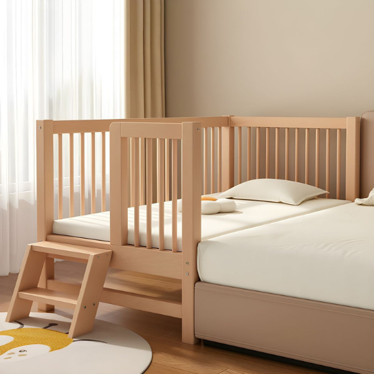 Rustic Mango Solid Wooden Beds With Floor Steps or Wounded Borders In Natural Finish