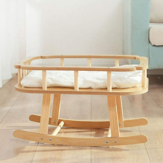 Rustic Mango Solid Wooden Mini Cradles With Open style in Natural Finish