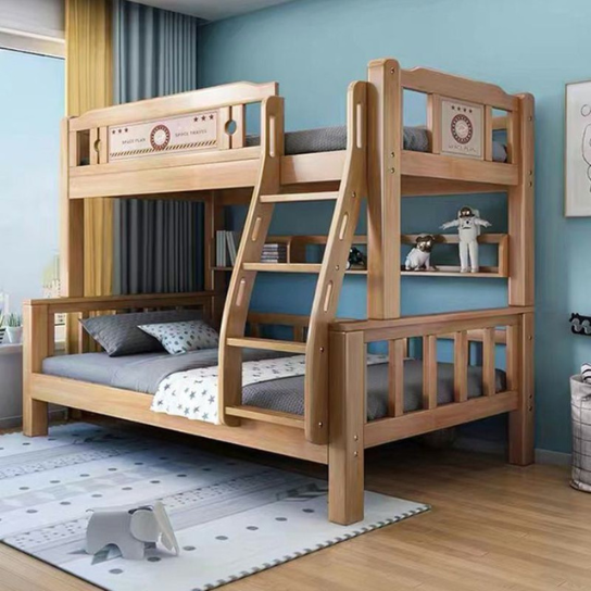 Rustic Mango Classic Brown Solid Wood Panel Kids Bunk Bed with Gender Neutral