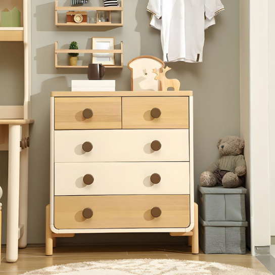 Rustic Mango  Mid-Century Modern Chest with 5 Drawers - Solid Wood