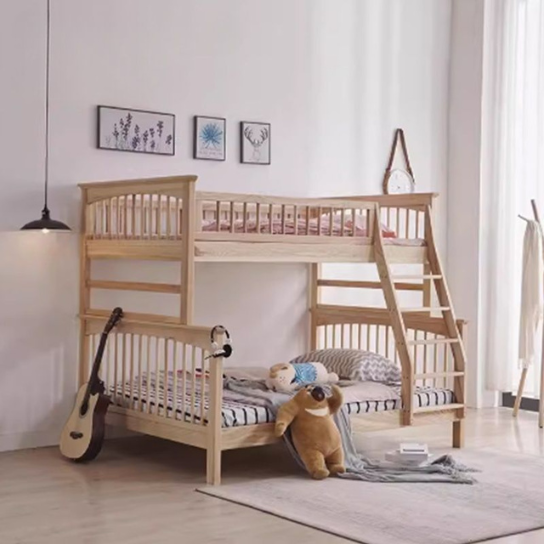 Rustic Mango Kids Bunk Bed with Ladder & Guardrail Gender Neutral, Standard Bunk, Natural, Bunk Bed with Ladder
