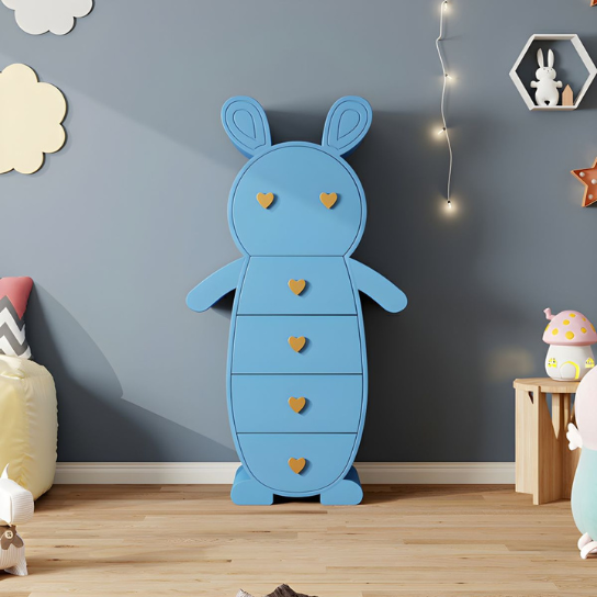 Rustic Mango Wood Vertical Kids Chest with Drawers for Bedroom