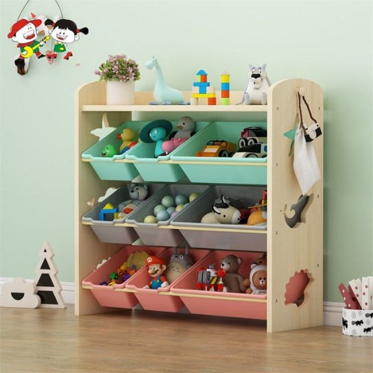 Rustic Mango Solid Wooden Toy Organizer In Multicolor