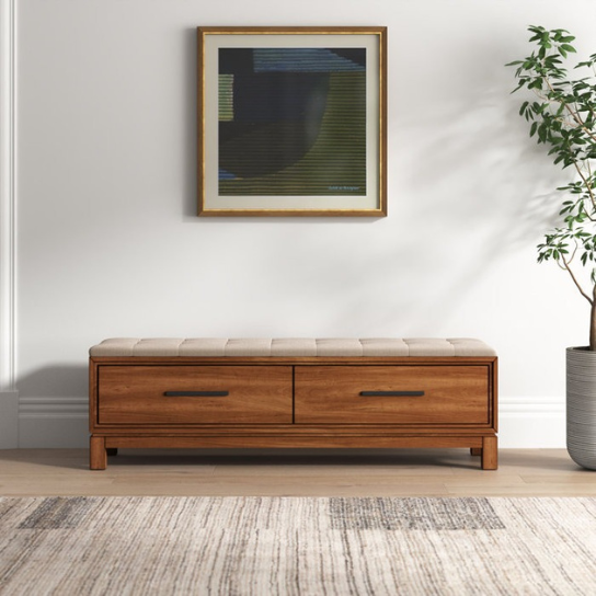 Rustic Mango solid Wooden Bench With 2 Drawers