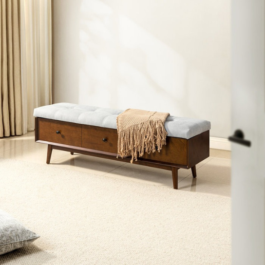 Rustic Mango Modern Solid Wooden Bench In Honey Finish
