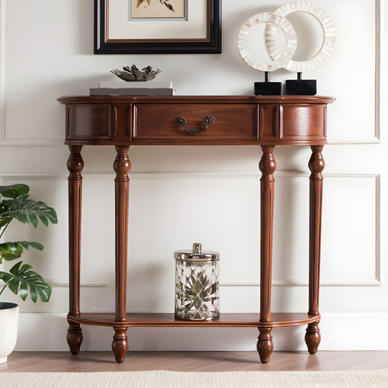 Rustic Mango Solid Wooden Vintage Style Console Table In Honey Finish
