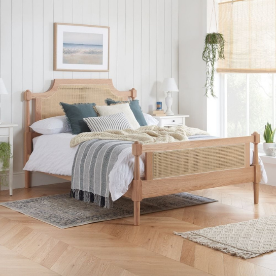 Rustic Mango Solid Wooden Beds in Natural Cane Finish