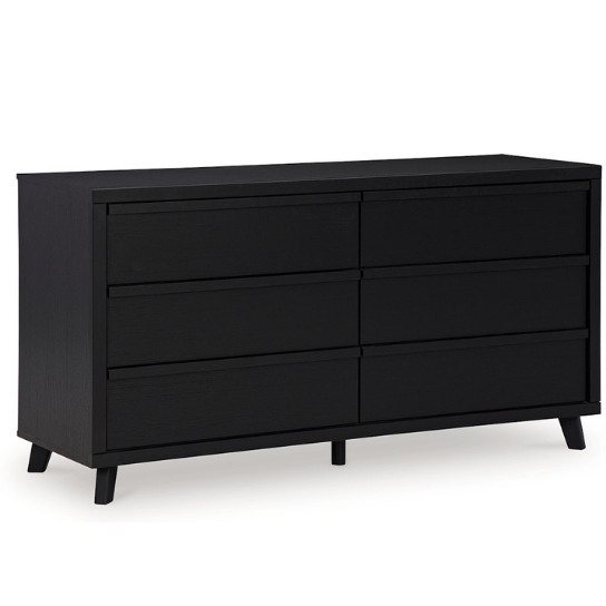 Rustic Mango Modern Chest of Drawers With 6 Drawers In Black Finish