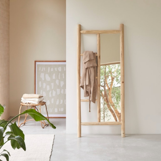 Rustic Mango Solid Wooden Mirror Frame for Living Room In Natural Finish