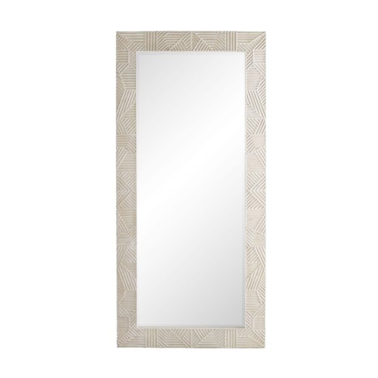 Rustic Mango Solid Wooden Distress White Wooden Mirror Frame For Living Room or Bedroom