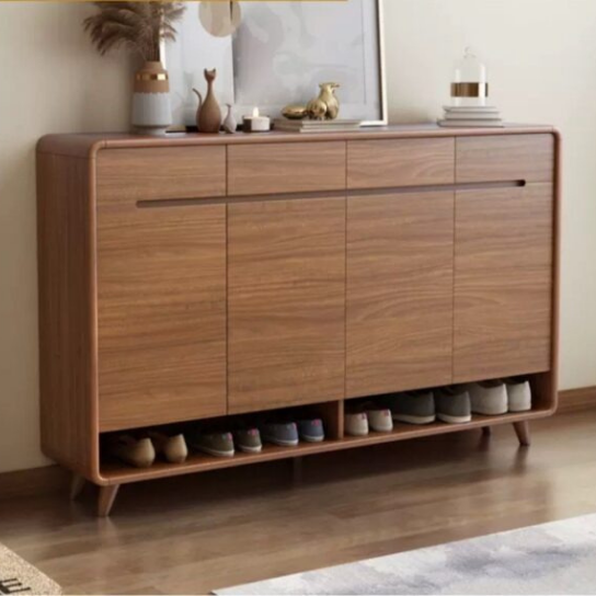 Rustic Mango Solid Wooden  Modern  Style 2 door Shoe Rack  In Honey Finish