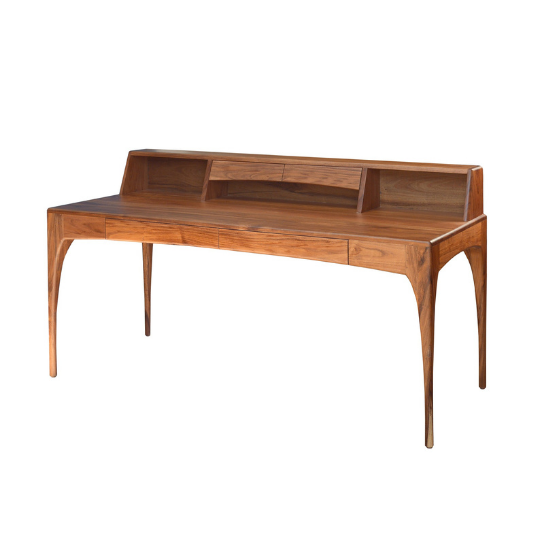 Rustic Mango Modern Solid Wooden Study Desk In Honey Finish With Drawers