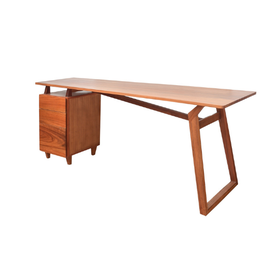 Rustic Mango Solid Wooden Modern Study Table In Honey Finish