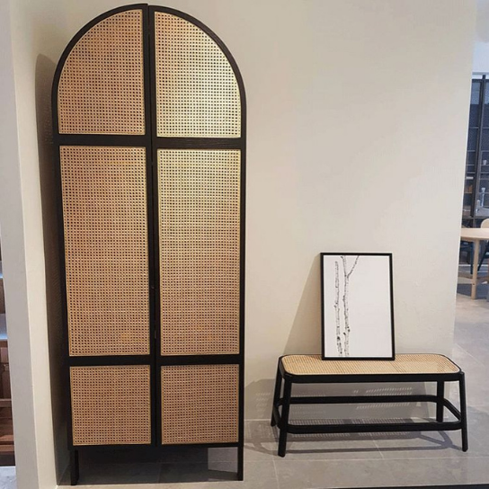 Rustic Mango Jumbo Wardrobe With Cane Finish ( Multicolor Finish )