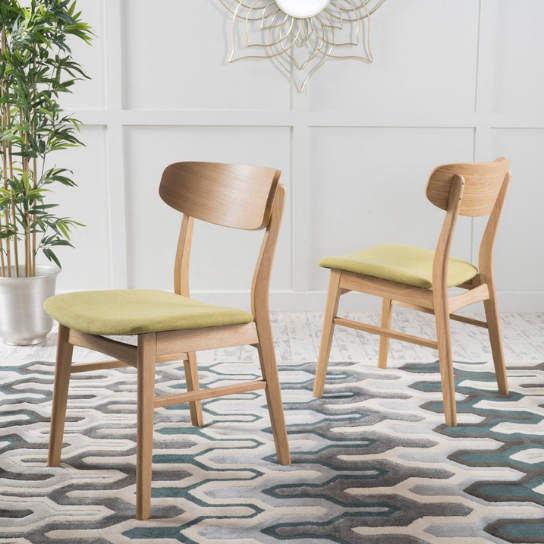 Rustic Mango Solid Wooden Set of Two Chair With Sitting In Natural Finish