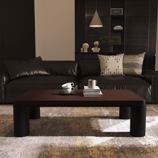 Rustic Mango Heavy Wooden Coffee table In Dark Walnut Finish