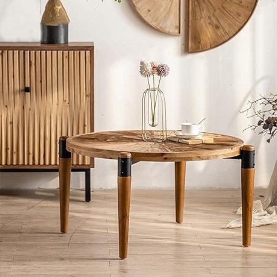 Rustic Mango Carving Top With Random Wood Plats In Honey Finish