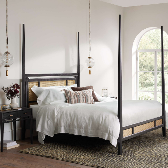 Rustic Mango Heritage Wooden Beds In Black Cane Finish