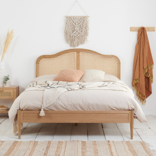 Rustic Mango Solid Wooden Beds in Natural Cane Finish
