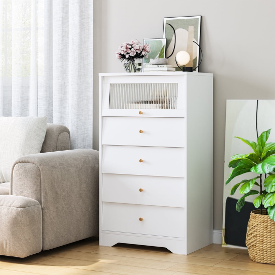 Rustic Mango Solid Wooden Chest of Drawers With Mirror Glass
