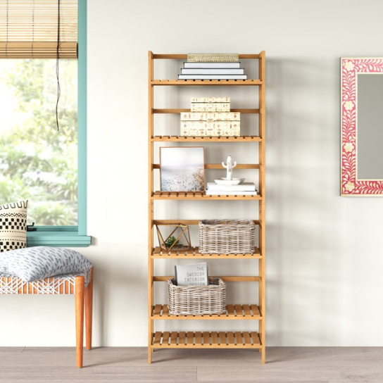 Rustic Mango Solid Wooden Light Weight Mango Wood  Bookshelf In Natural Finish