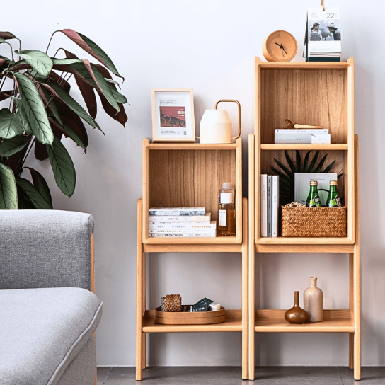 Rustic Mango Mini Wooden Bookshelf With Storage Option In Natural Finish