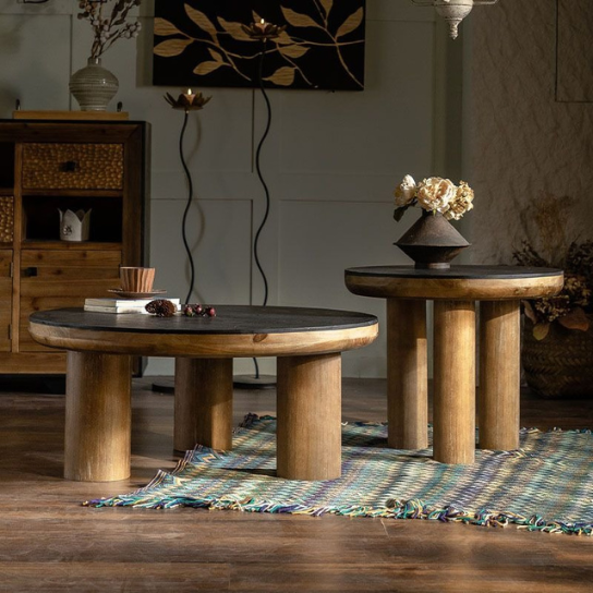 Rustic Mango Coffee Table With Black Top or Honey Finish