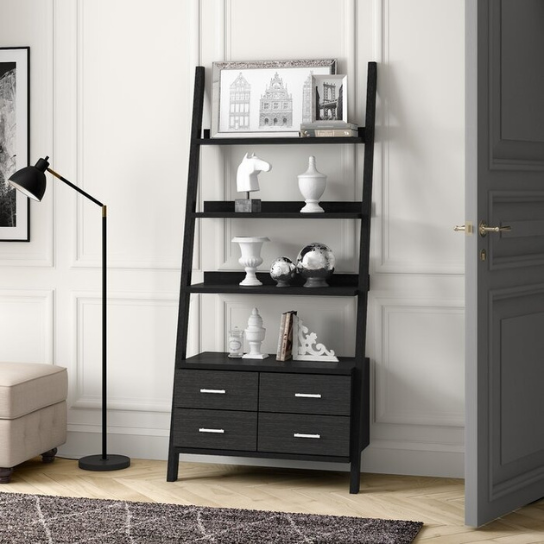 Rustic Mango Solid Wooden Aploca Bookcase With Walnut Finish