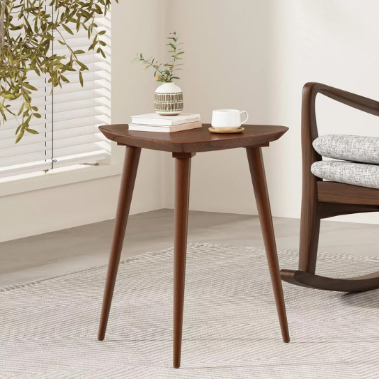 Rustic Mango Solid Wooden Sidetable with 3 Legs In Honey Finish