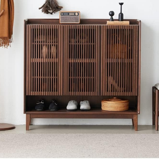 Rustic Mango Solid Wooden Wide Rang Shoe Rack In Walnut Finish