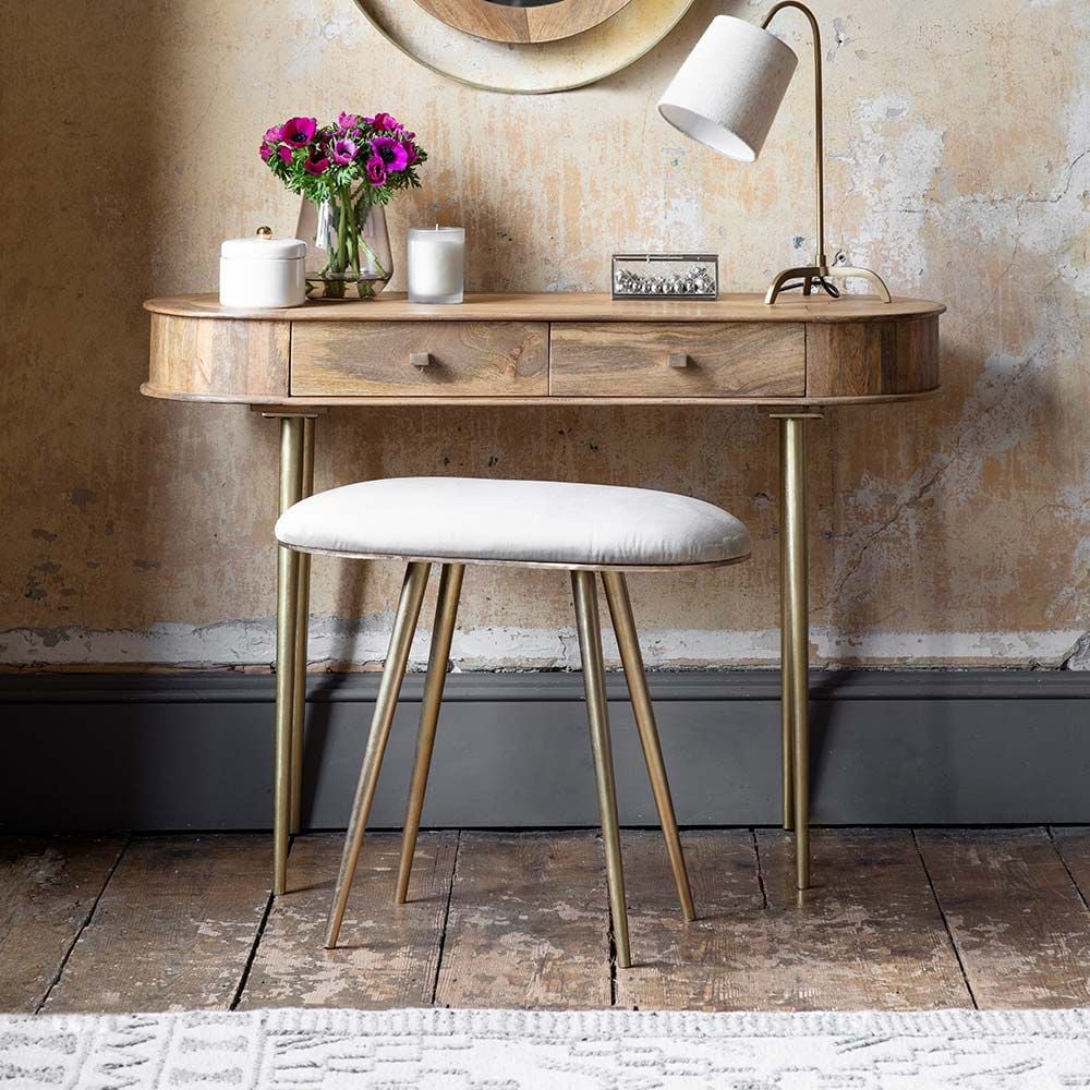 Rustic Mango Franch Console Table with 2 Drawers In Teak Finish