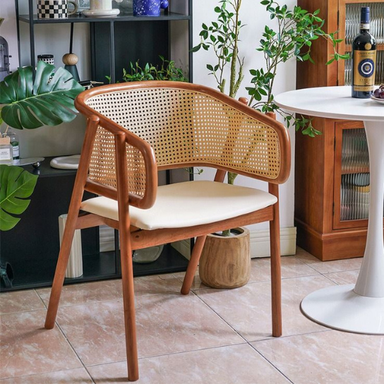 Rustic mango Solid Wooden Cane Dining Chair in Light Honey Finish