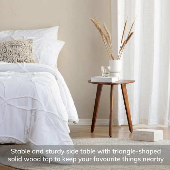 Rustic Mango Solid Wooden Side  Table In Honey Finish