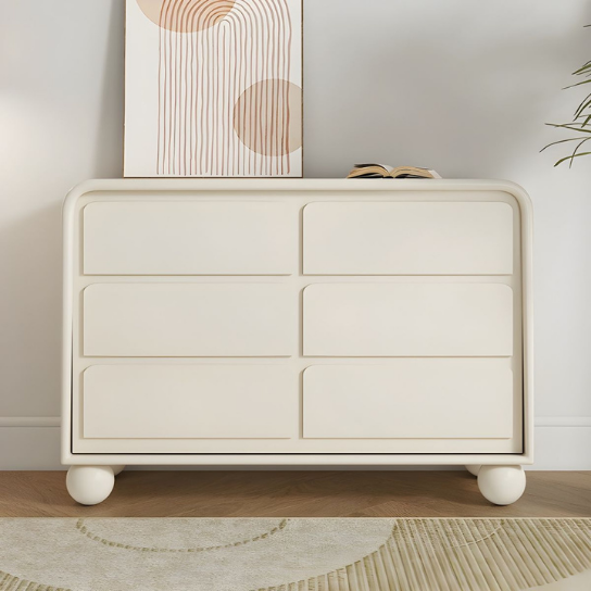 Rustic Mango Modern Style Wooden Chest of Drawer With Round Corner's In White Finish