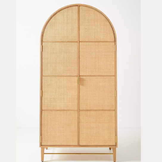 Rustic Mango Wooden Light weight Wardrobe in Honey Cane Finish ( Mango Wood )