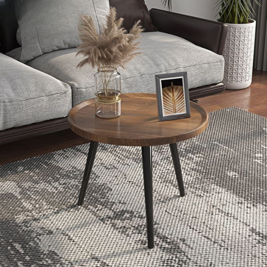 Rustic Mango Solid Wooden Top Coffee Table with Iron Legs In  Honey +  Black Finish