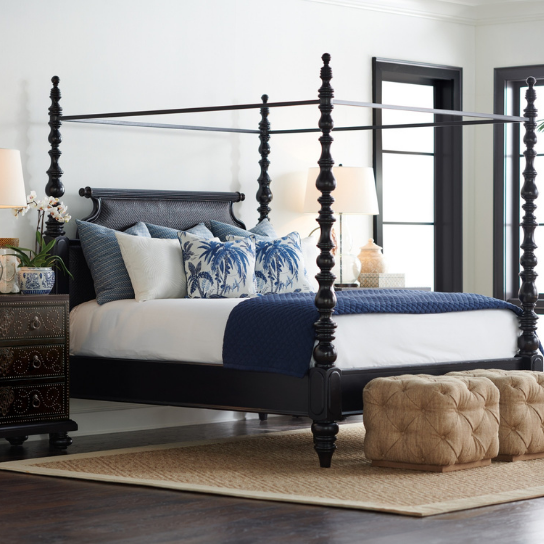 Rustic Mango Carving Heritage Wooden Beds In Black Finish