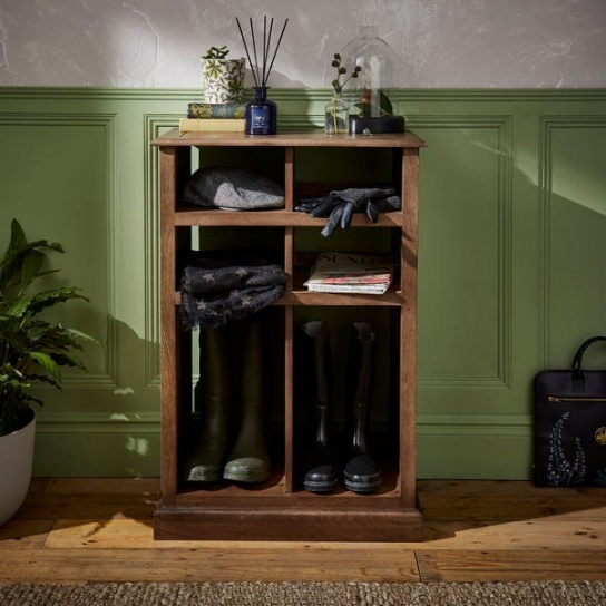 Rustic Mango Solid Wooden Heavy Duty Shoe Rack With Open Self In Honey Finish