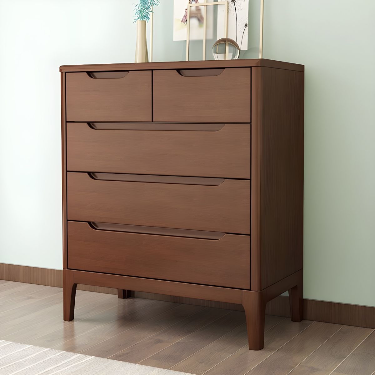 Rustic Mango Solid Wooden Chest of Drawers In Honey Matte Finish