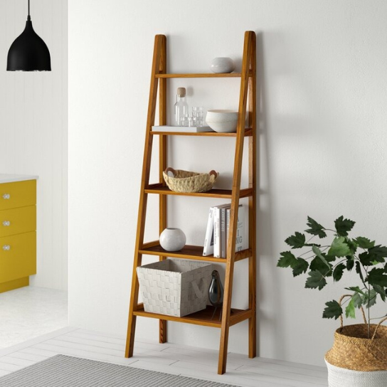 Rustic Mango Solid Wooden Open Bookcase In Honey Finish