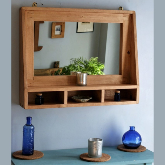 Rustic Mango Solid Wooden In Vintage Style In Honey Matte Finish With 3 Open Shelfs